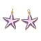 Brass Enamel Pendants, with Jump Ring, Real 18K Gold Plated, Starfish, 19.5x18x2.5mm, Hole: 3.5mm