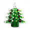 Handmade Lampwork Pendants, Bumpy Christmas Tree Charms, Green, 43~49x36~38x10~11mm, Hole: 5~5.5x4~6mm