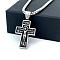 Greek Retro Style Stainless Steel Religion Jesus Cross Pendant Men's Hip Hop Necklaces, Stainless Steel Color