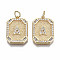 Brass Micro Pave Clear Cubic Zirconia Pendants, Nickel Free, Real 18K Gold Plated, Rounded Rectangle with Word, 19x14x2.5mm, Jump Ring: 5x0.7mm, 3mm inner diameter