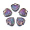 Alloy Pendants, Cadmium Free & Nickel Free & Lead Free, Heart with Vine, Rainbow Color, 15.5x15x3mm, Hole: 1.6mm