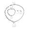 Non-Tarnish 304 Stainless Steel Paperclip Chains & Cable Chain Jewelry Sets, Dangle Earrings & Pendant Necklaces & Charm Bracelets, Square, Stainless Steel Color, 18-3/4 inch(47.7cm), 8 inch(20.3cm), 28mm, pin: 0.6mm