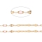 Handmade 304 Stainless Steel Dapped Chains, Cable Chains, with Enamel and Spool, Soldered, Flat Oval, Long-Lasting Plated, Pink, 3x1.5x0.1~1mm, about 32.8 Feet(10m)/roll