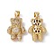 Brass Micro Pave Cubic Zirconia Pendants, Cadmium Free & Lead Free, Bear Charms, Real 18K Gold Plated, 20x14x5.5mm, Hole: 5x3.5mm