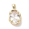 Golden Brass Micro Pave Cubic Zirconia Pendants, Oval, Clear, 18.5x10.5x5mm, Hole: 3x1.5mm