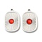 304 Stainless Steel Pendants, with Red Glass, Rectangle Charms, Stainless Steel Color, 17.5x11.5x2.5mm, Hole: 1.2mm