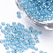 Silver Lined Glass Seed Beads, Round, Light Sky Blue, 1.5~2x1mm, Hole: 0.6mm, about 120000pcs/bag, about 450g/bag