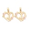 Real 18K Gold Plated Brass  Pendants, Heart with Alphabet, Letter.J, 18x20x3mm, Hole: 6.5x3mm