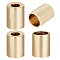 100Pcs Brass Cord Ends, End Caps, Long-Lasting Plated, Column, Real 24K Gold Plated, 5x4mm, Hole: 1.8mm, Inner Diameter: 3mm