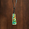 Bohemian Dyed Natural Imperial Jasper Trapezoid Pendant Necklaces, Adjustable Cord Necklaces for Women, Lime Green