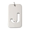 304 Stainless Steel Pendants, with Jump Ring, Rectangle with Hollow Letter Charm, Anti-Tarnish, Laser Cut, Letter J, 49.5x28x1.5mm, Hole: 6.5mm