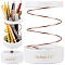 ABS Plastic Hollow Out Pencil Holder, with Scalable Spring Steel Wire Pen Storage Cup, Pencil Container, Column, Light Salmon, 3x1-3/8 inch(76x34mm)