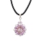 Flower Glass Seed Beads & Acrylic Pendant Necklaces, Imitation Leather Necklaces for Women, Plum, 17.72 inch(45cm)