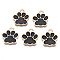 Alloy Enamel Pendants, Cadmium Free & Lead Free, Dog Paw Prints, Black, 17.5x16x1.5mm, Hole: 2mm