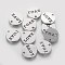 Non-Tarnish 304 Stainless Steel Charms, Flat Round with Word Love, Stainless Steel Color, 12x1mm, Hole: 1mm