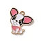 Alloy Enamel Pendants, Dog, Light Gold, Colorful, 25.5x22.5x1.2mm, Hole: 2mm