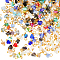 280Pcs 7 Colors Electroplate Glass Charms, with Brass Ball Head Pins, Triangle, Mixed Color, 8x6x4.5mm, Hole: 1.8mm, 40pcs/color