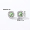Elegant Zircon Square Stud Earrings for Women, Fashionable and Versatile, Square, Silver, Lawn Green, 9x9mm