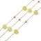 Ion Plating(IP) 304 Stainless Steel Link Chains, with Spool, with Agate, Soldered, Real 18K Gold Plated, Yellow, 6mm, gold beads: 3mm, link interval: 21.5mm, Feet(10m)/Roll