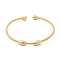 Rack Plating Brass Oval Beaded Cuff Bangle for Women, Cadmium Free & Lead Free, Real 18K Gold Plated, Inner Diameter: 2-3/8 inch(6.05cm)