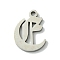 Non-Tarnish 201 Stainless Steel Pendants, Stainless Steel Color, Old Initial Letters Charms, Letter E, 19x14x1.6mm, Hole: 1.8mm