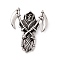 Tibetan Style 304 Stainless Steel Pendants, Skull, Antique Silver, 51x42x6mm, Hole: 10x4mm