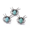 Synthetic Turquoise Brooch, with Alloy Findings and Glass, Spider, Antique Silver, 34~35x41~42x7mm, Hole: 3x5mm