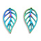 Ion Plating(IP) 201 Stainless Steel Pendants, Hollow, Leaf, Rainbow Color, 30.5x15.5x1.5mm, Hole: 1.4mm