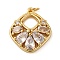 Brass Micro Pave Cubic Zirconia Pendants, Rhombus Charms, with Jump Ring, Long-Lasting Plated, Cadmium Free & Lead Free, Rack Plating, Real 18K Gold Plated, 20.5x18x5mm, Hole: 3mm