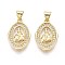 Brass Micro Pave Cubic Zirconia Pendants, Oval with Virgin Mary, Real 16K Gold Plated, 21x14x2.5mm, Hole: 3x5mm