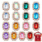 arricraft 64 Pcs 8 Colors Luxurious Rhinestone Embellishments, Shiny Faceted Flat Back Rhinestones Buttons Embellishments Crystal Wrapped Brooch Button Flatback for Clothing