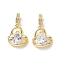Valentine's Day Brass Micro Pave Clear Cubic Zirconia Pendants, Cadmium Free & Nickel Free & Lead Free, Heart Charms, Real 18K Gold Plated, 25mm, Hole: 4.5mm