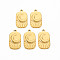 201 Stainless Steel Pendants, Rectangle with Moonn, Real 18K Gold Plated, 25x14x2mm, Hole: 2mm