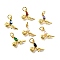 Brass Micro Pave Cubic Zirconia Pendants, Rose Charms, with Jump Rings, Cadmium Free & Lead Free, Long-Lasting Plated, Rack Plating, Real 18K Gold Plated, Mixed Color, 12x15x4.5mm, Hole: 3mm
