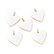 Brass Enamel Pendants, Long-Lasting Plated, Real 18K Gold Plated, Heart, White, 24x19x1.5mm, Hole: 6x3mm