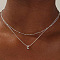 Brass Double Layer Small Letter Pendant Necklaces for Women, Platinum, Letter C, 15.75 inch(40cm)