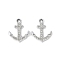 Alloy Crystal Rhinestone Pendants, Rack Plating, Cadmium Free & Nickel Free & Lead Free, Anchor, Platinum, 17.5x14.5x2.5mm, Hole: 1.8mm