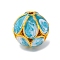 Handmade Cloisonne Beads, Cadmium Free & Nickel Free & Lead Free, Real 18K Gold Plated, Round, Medium Turquoise, 10.5x10mm, Hole: 1.4mm