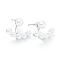 Brass Stud Earring Findings, with Beads, Real Platinum Plated, 14.5x18.5x9mm, Pin: 1.2mm