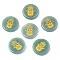 Natural Green Aventurine Cabochons, Flat Round with Hamsa Hand/Hand of Miriam Pattern, 25x5mm, about 6pcs/bag