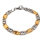 201 Stainless Steel Mariner Star Link Chain Bracelets, with 304 Stainless Steel Clasps, Golden & Stainless Steel Color, 8-3/4 inch(22.2cm)