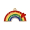 Alloy Enamel Pendants, Rainbow with Heart , Light Gold, 18x30x1mm, Hole: 2mm
