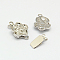 Flower Brass Box Clasps, Nickel Free, Platinum, 17x11x6mm, Hole: 2mm
