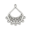 304 Stainless Steel Chandelier Component Links, Teardrop, Stainless Steel Color, 35x31x2.5mm, Hole: 2mm and 2.5mm