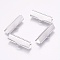 Tarnish Resistant 304 Stainless Steel Ribbon Crimp Ends, Stainless Steel Color, 10x25mm, Hole: 1.5x3mm