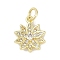 Rack Plating Brass Micro Pave Cubic Zirconia Pendants, Lead Free & Cadmium Free, Long-Lasting Plated, Real 18K Gold Plated Charms, with Jump Ring, Flower, 14x11.5x3.5mm