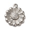 Non-Tarnish 304 Stainless Steel Pendants, Flower Charms, Stainless Steel Color, 21x18x3mm, Hole: 2mm