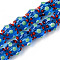 Handmade Lampwork Beads Strands, Bumpy, Corrugated Beads, Round, Dodger Blue, 14x14x12mm, Hole: 1.5mm, about 45pcs/strand, 25.20 inch(64cm)