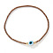 1Pc Glass Seed Beads Stretch Bracelets, Lampwork Evil Eye Jewelry for Women, Coconut Brown, Inner Diameter: 6-7/8 inch(17.5cm)