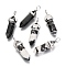 Natural Zebra Jasper Double Terminated Pointed Pendants, with Random Alloy Pendant Hexagon Bead Cap Bails, Bullet, Platinum, 36~45x12mm, Hole: 3x5mm, Gemstone: 10mm in diameter